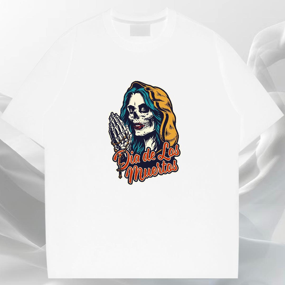 Popular T shirt 230g Pure Cotton skull Daily Outfit Custom Printed O Neck Short Sleeves Couples T Shirts Factory Direct Tops Tees