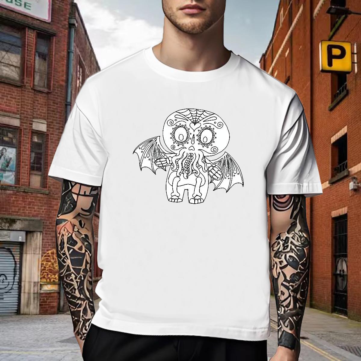 Free Shipping Mens T Shirts 100% Cotton 230g skull Sports Casual Skull Round Neck Short Sleeve Mens Tshirts 2024 DIY Polos