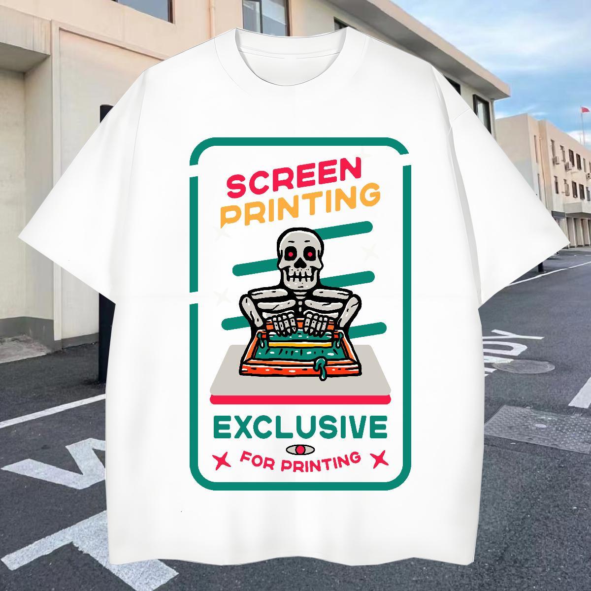 High Quality T shirt 100% Cotton 230g skull Daily Outfit Plus Size Cartoon Breathable Short Sleeve Men Tshirts Factory Direct Wear