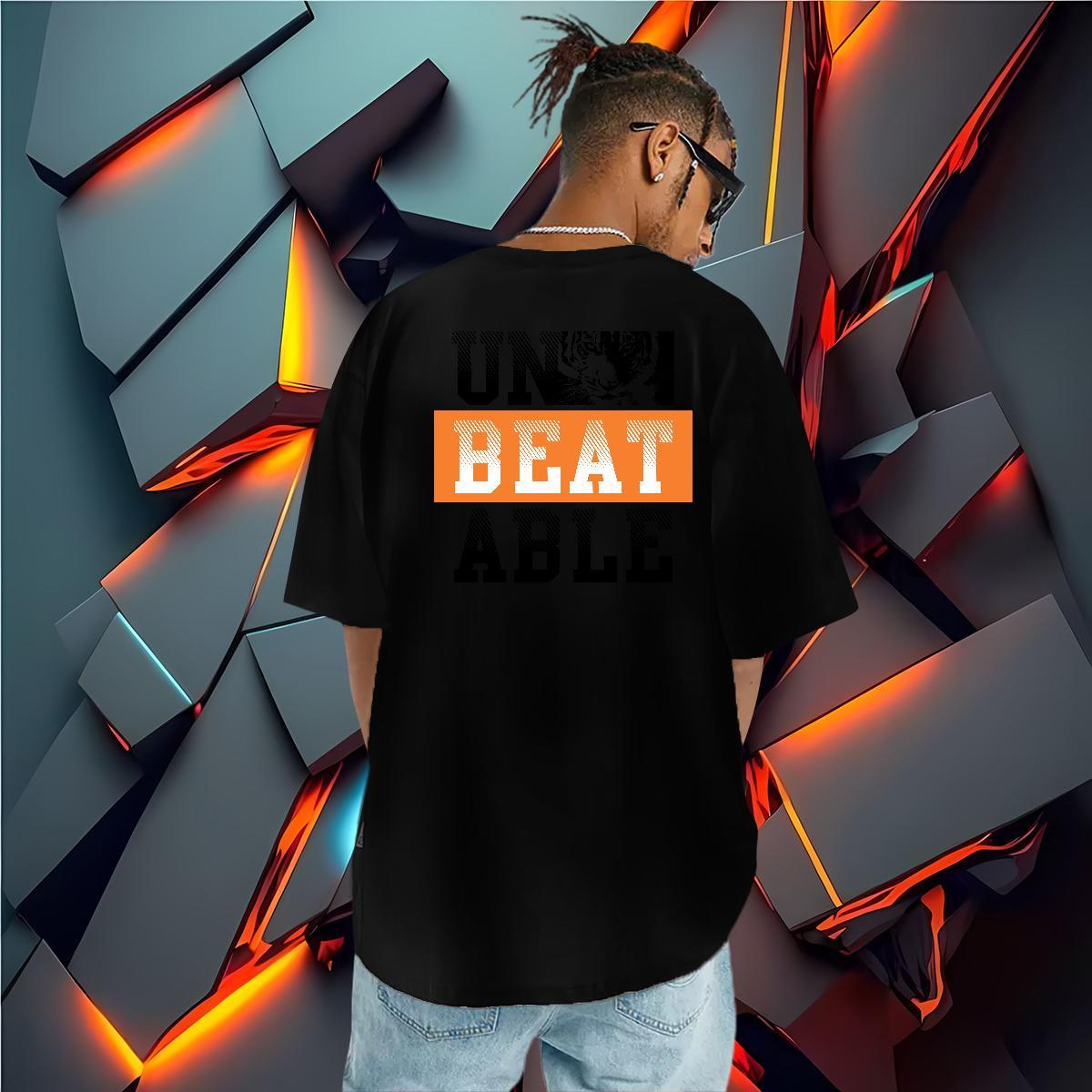 Unisex T Shirt For Man 230g Cotton letter Beach Black Oversized Short Sleeve O-Neck Men Clothes T-Shirt DIY Tees