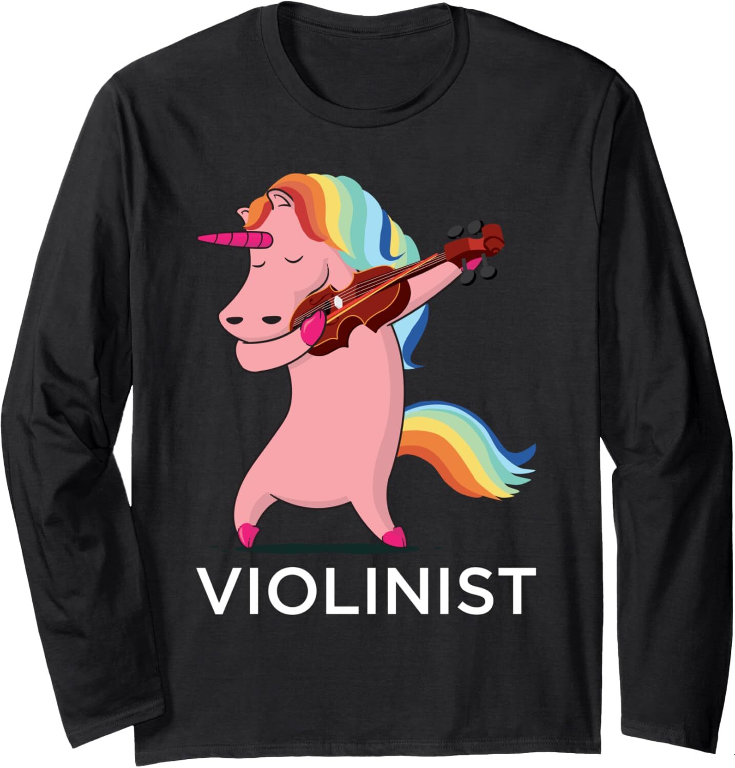 Long Sleeve Shirts for Men sweatshirt Funny Unicorn Playing Violin Violinist Music Gift Long Sleeve Tee Streetwear Casual tops clothes