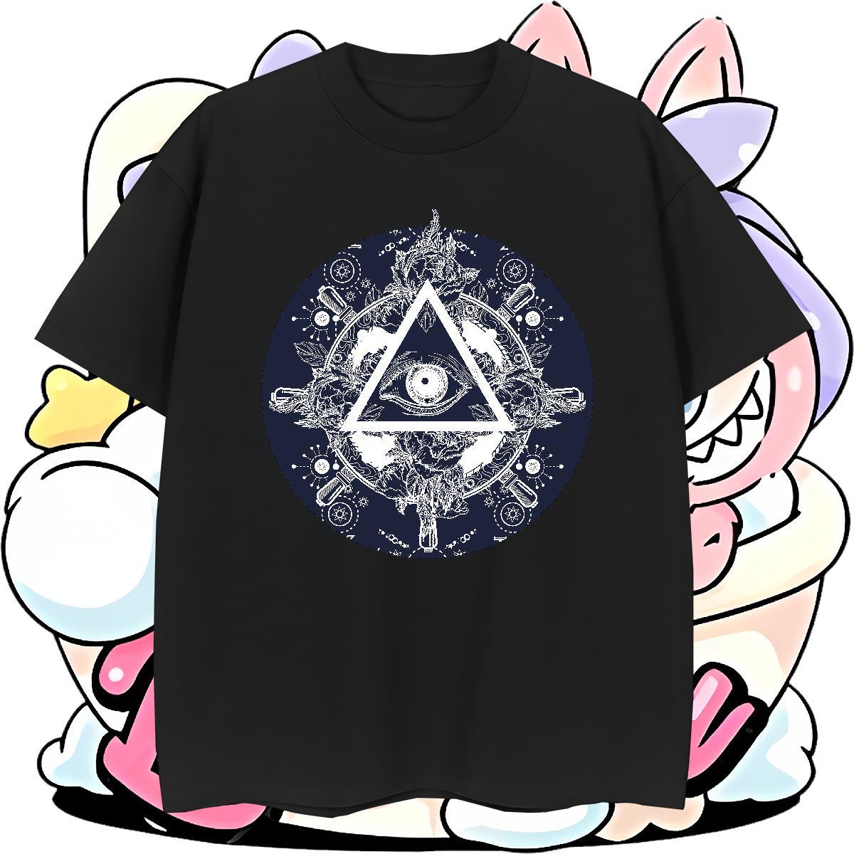 Loose Fit Men T Shirts 230g Cotton eye of the devil Summer Casual Asian Size Short Sleeve Soft Mens Tshirts Fashion New Clothes