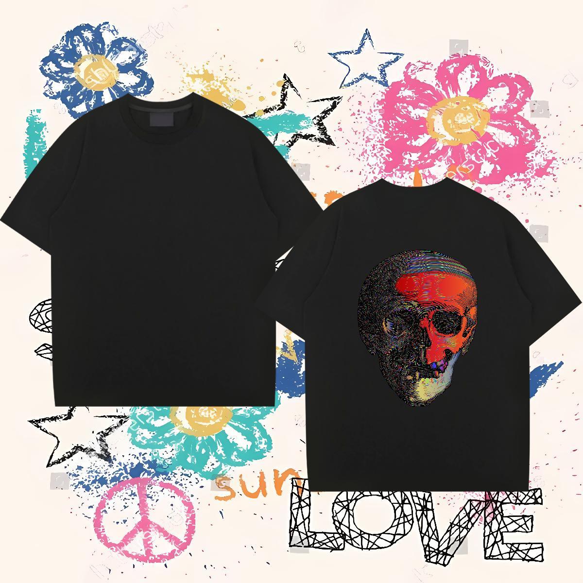 Comfortable Man T Shirts 230g Pure Cotton skull Street Wear Custom Printing Crew Neck Breathable Tshirts DIY Customized Clothings