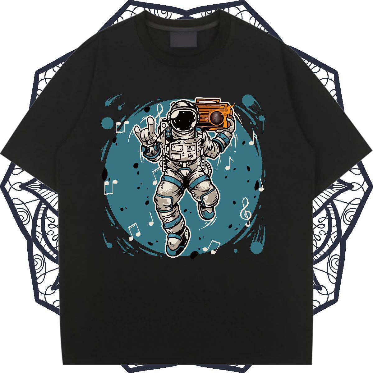 Unisex Lady T shirt 230g 100% Cotton universe Street Casual T Shirt For Woman Breathable Short Sleeve Floral Print Clothings
