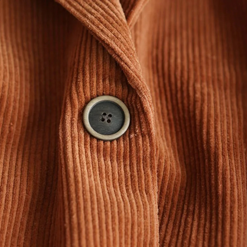 Harajuku Corduroy Jackets Korean Cute Solid Color Long Sleeve Lapel Neck Ngle-breasted Casual Double Pocket Cardigan Coat 240826