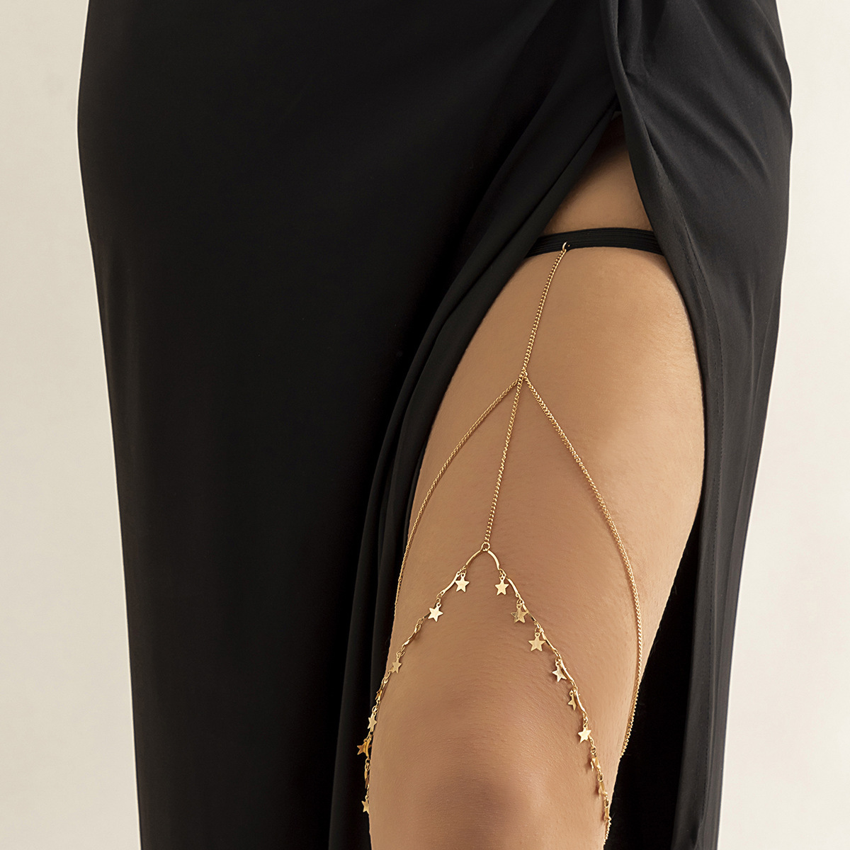 Sexy casual beach imitation pearl leg loop body minimalist geometric star diamond tassel thigh chain