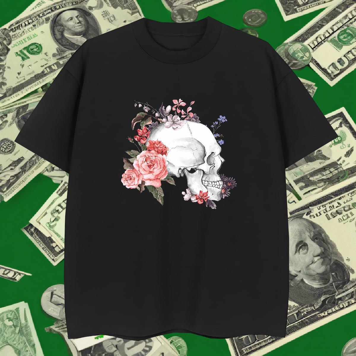 Designer Men T Shirts 230g Cotton flower Outdoor DIY Printed Crew Neck Couples T Shirts Fashion Tops Shirt