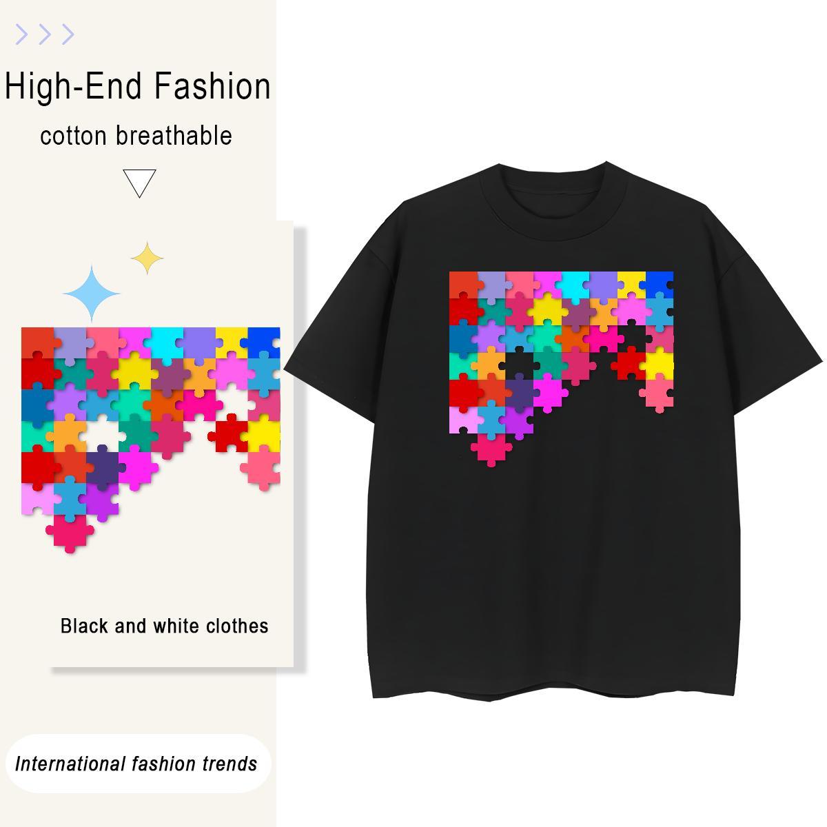 Wholesale Tshirt for Man Woman 100% Cotton 230g icon Casual Daily Wear Womens T Shirts Breathable Crew Neck DIY Anime Tops Shirt