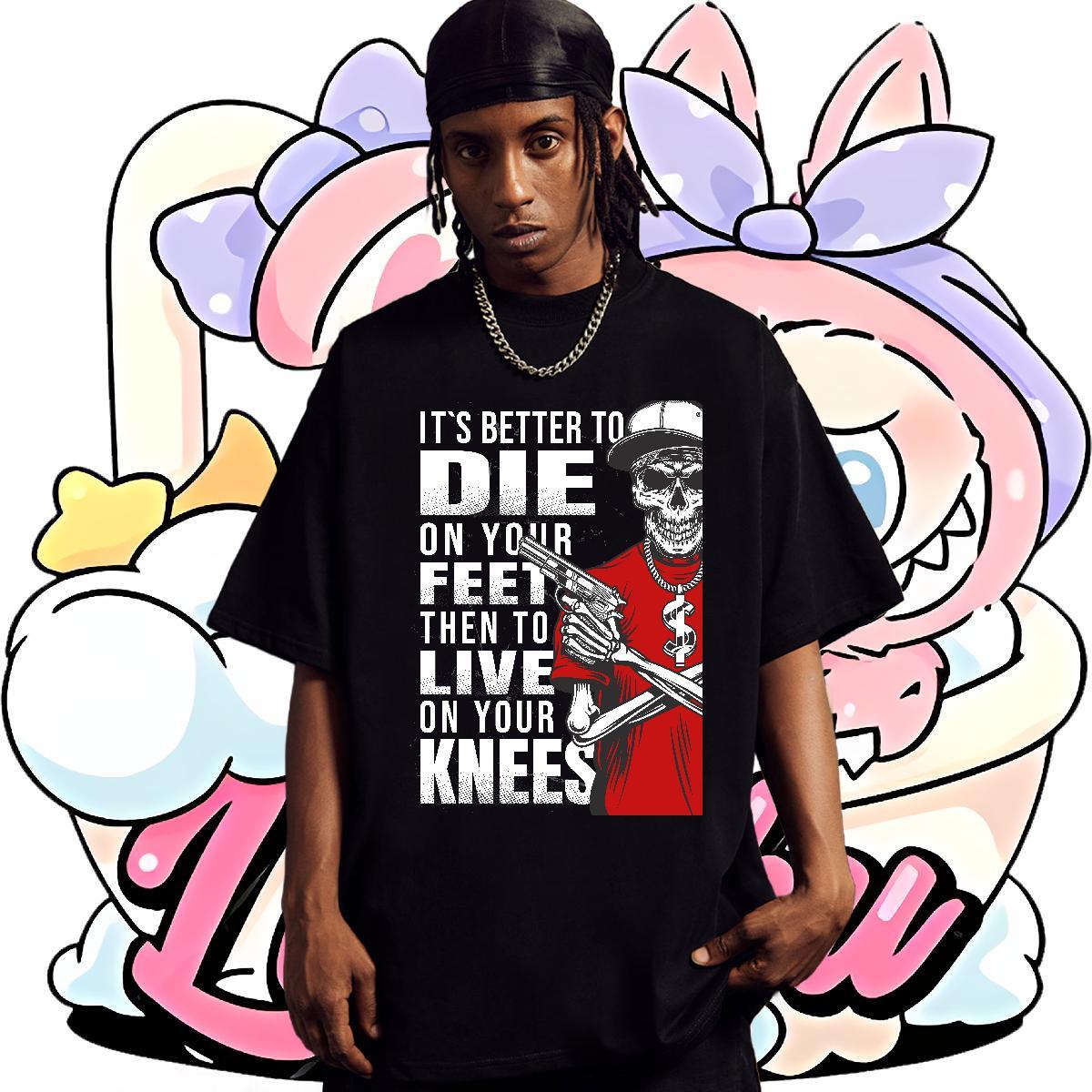 Cool Design T Shirt For Man 230g Cotton skull Street DIY Printed Crew Neck Men Tees Fashion New Wear