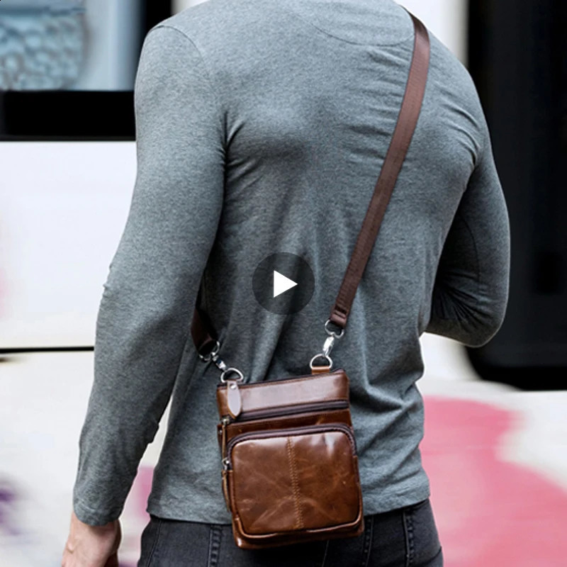 Small Messenger Crossbody Shoulder Men Bag Genuine Leather Handbag Cross Body Male For Hit Side Little Vintage Sac Bolso Bolsa 240824