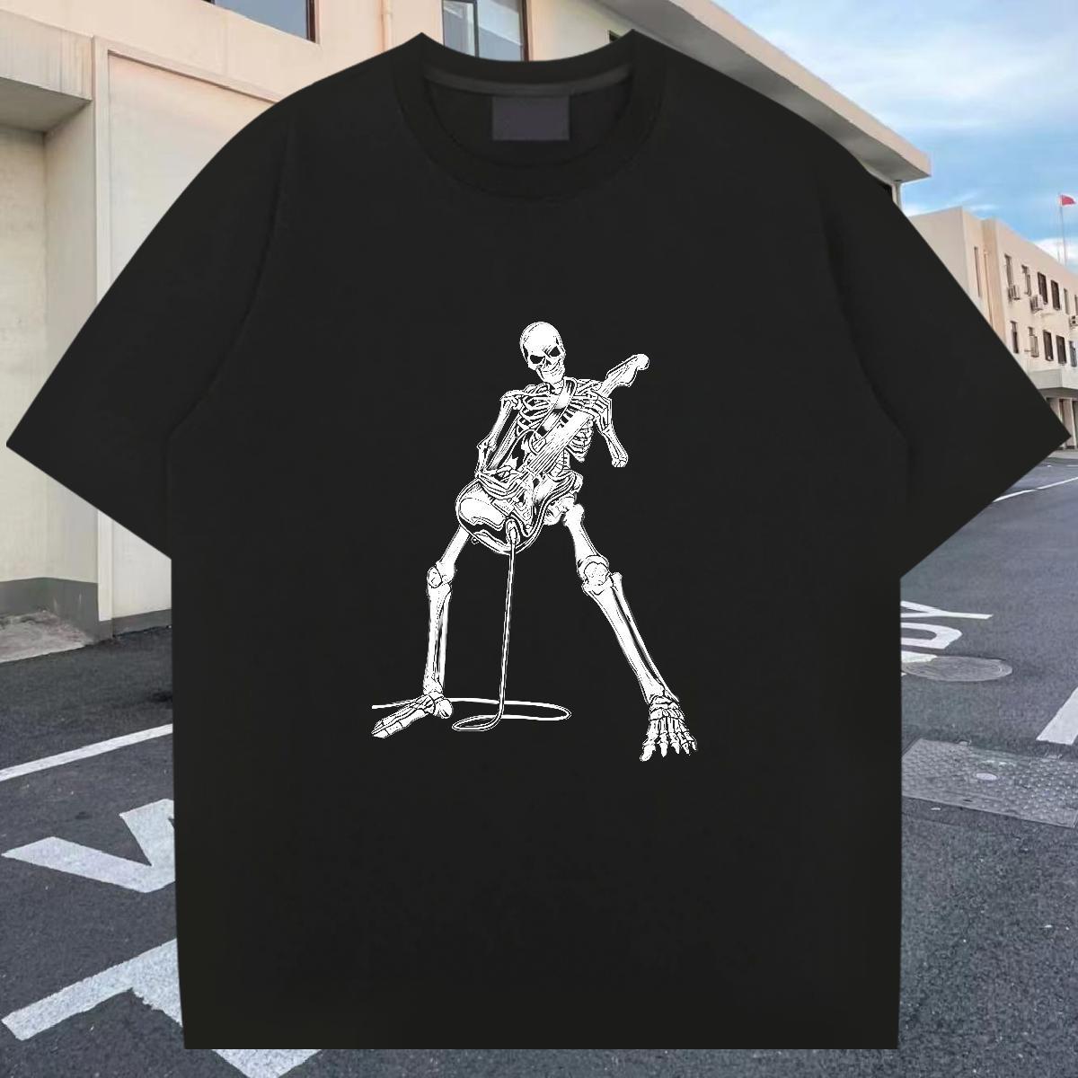 Soft T Shirts Men 100% Cotton 230g skull Hip Hop Street DIY Anime Pure Cotton Men Tshirts Fashion Casual Clothes