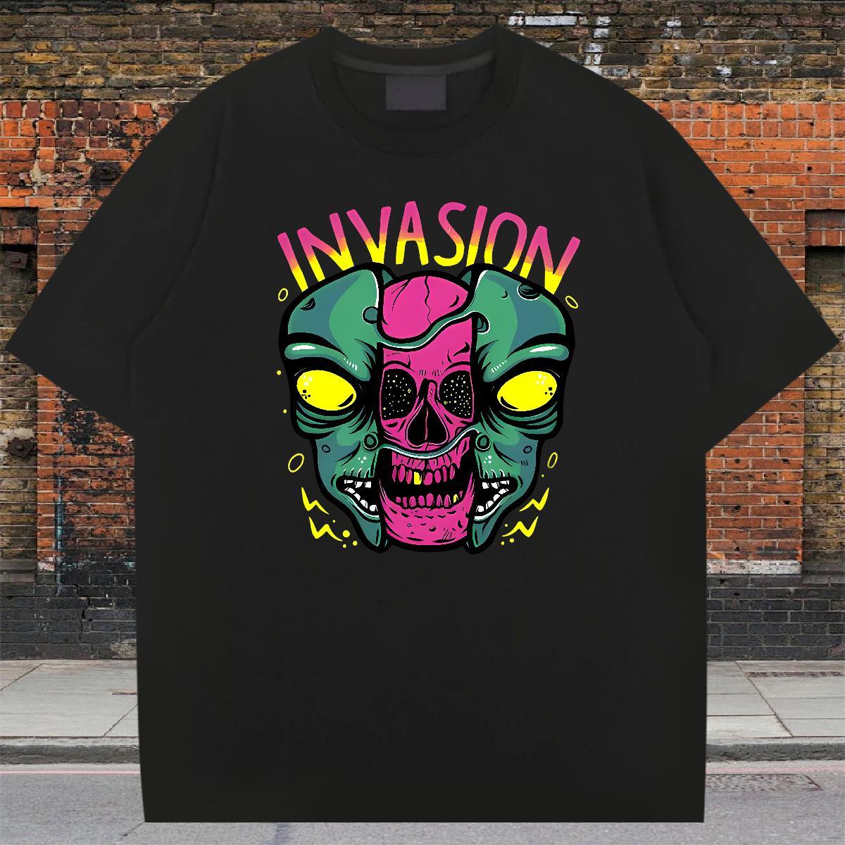 Unisex T Shirts Men 230g Pure Cotton skull Sports Casual Asian Size Breathable Short Sleeve Men Tees Fashion Tshirts