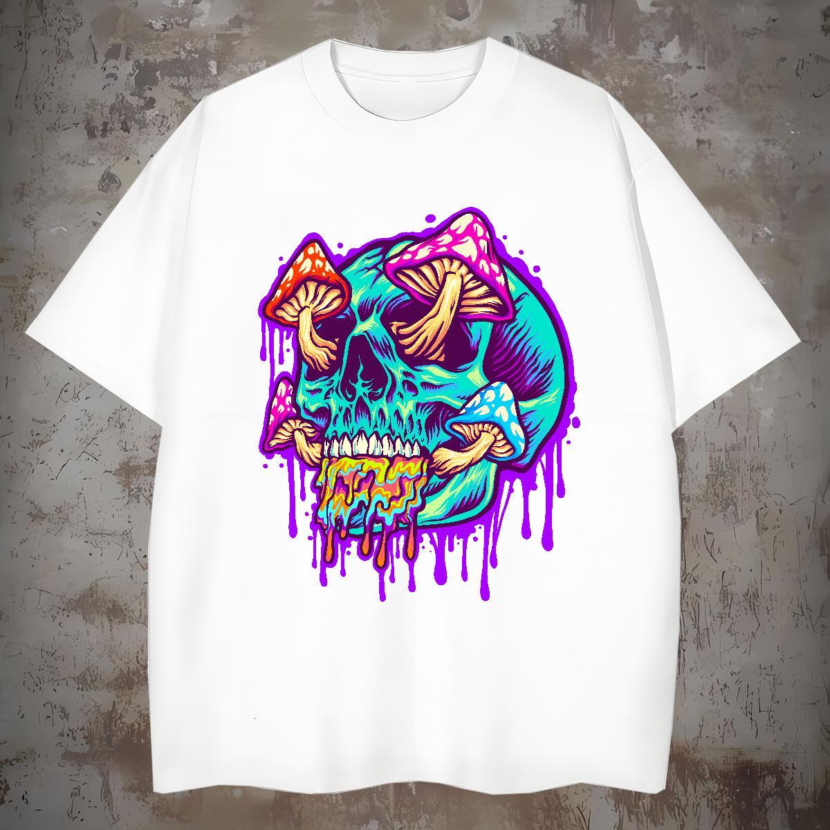 Popular Mens T Shirts 230g 100% Cotton skull Street Custom Anime Short Sleeve O-Neck Men Clothes T-Shirt New Designer Clothings