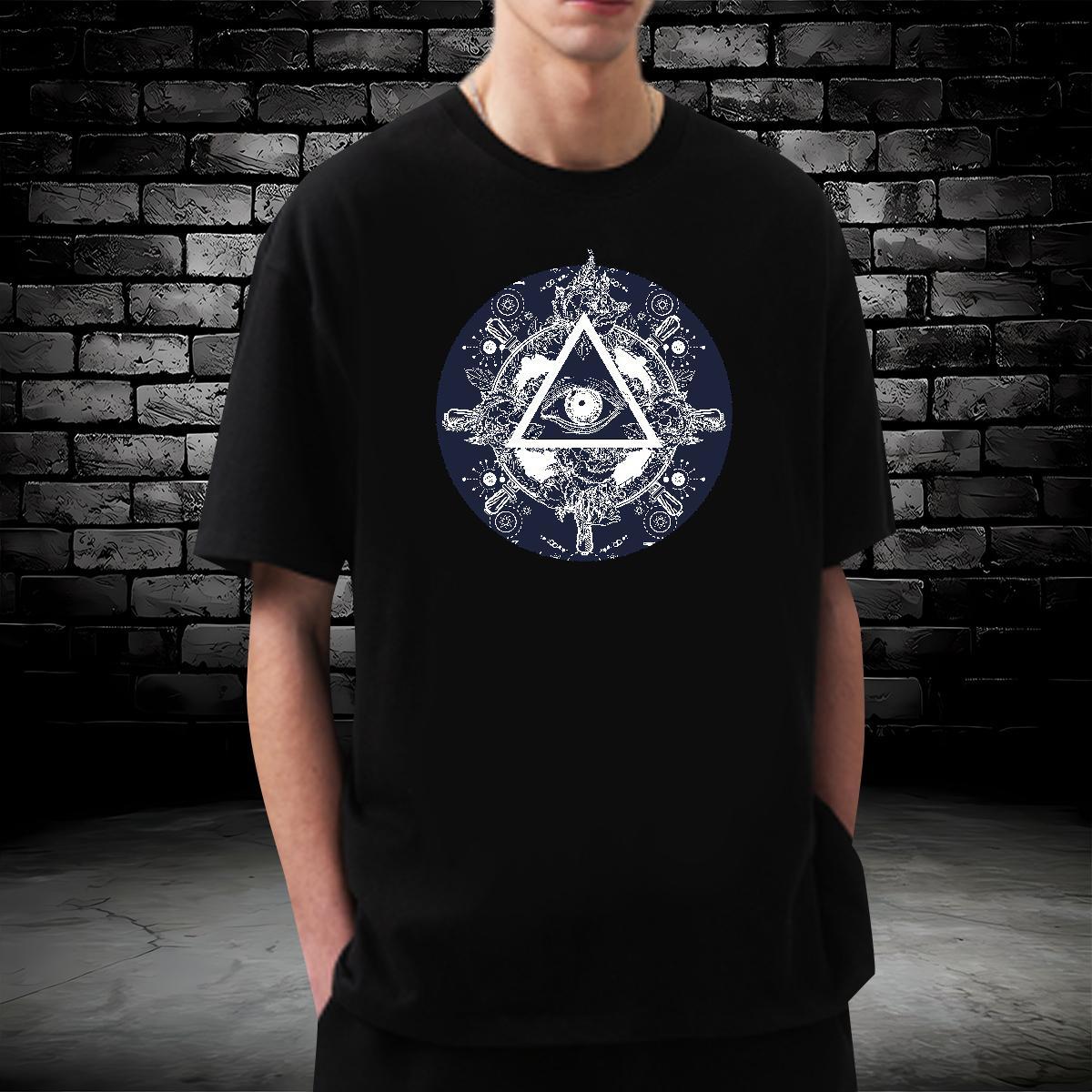 Loose Mens T Shirts 230g Pure Cotton eye of the devil Beach Anime Print Short Sleeve O-Neck Men Tees Designer Tops Tees
