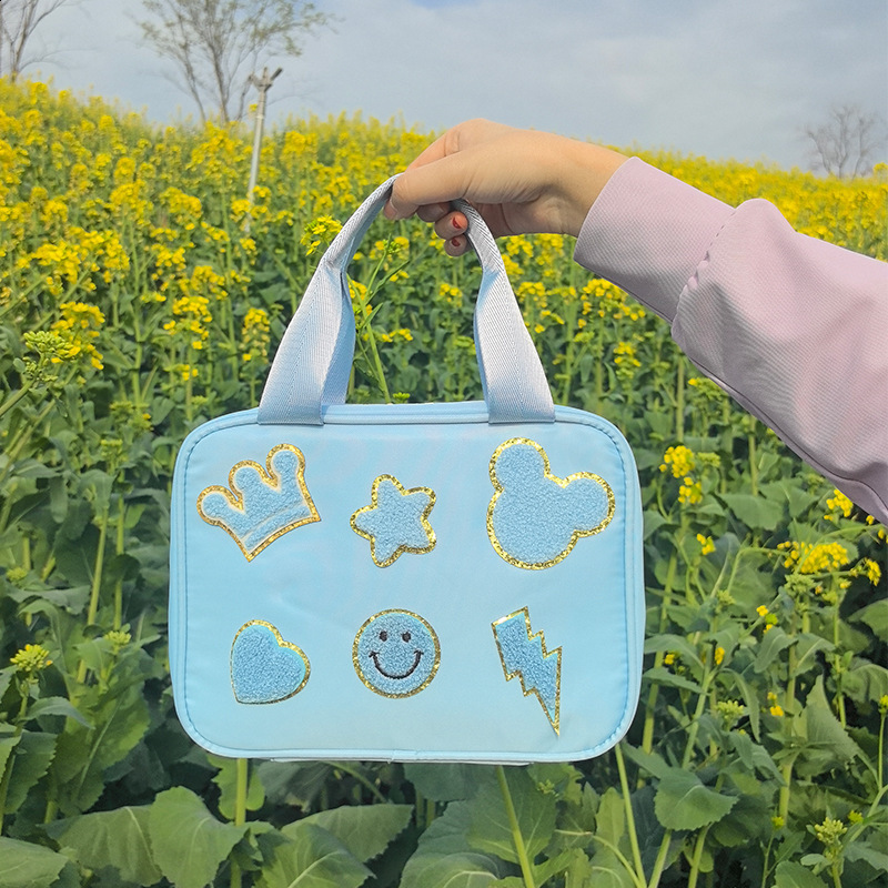 Nylon Preppy Lunch Box Large Insulated Bag Reusable Tote LunchBag for School Travel Picnic 240716