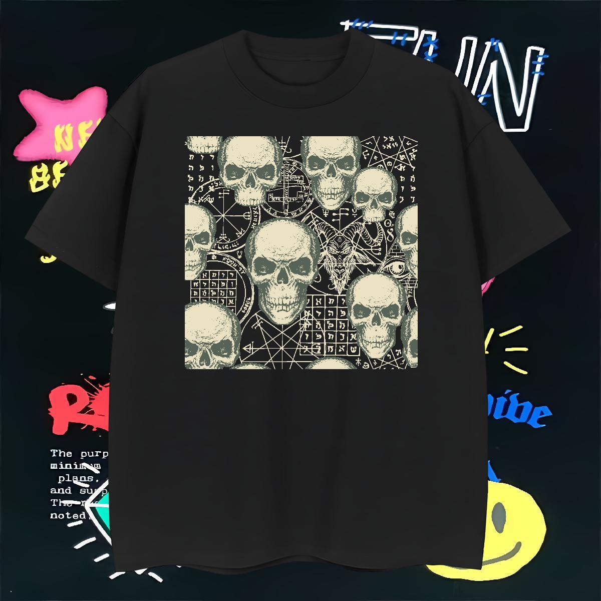 Popular Men T Shirts 230g Cotton skull Summer Casual Plus Size Cartoon Breathable Soft Men Tshirts Factory Direct Tees Shirts