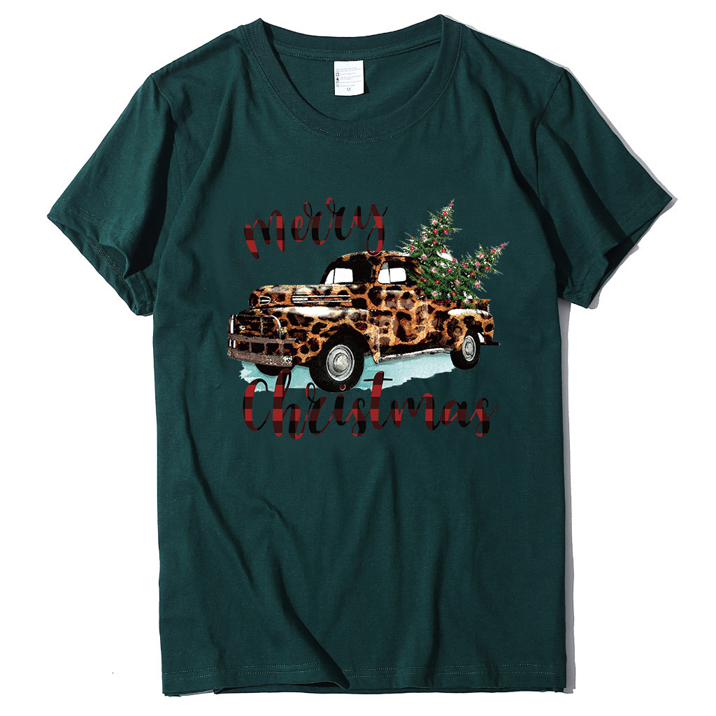 Summer and autumn round neck fashionable women's T-shirt ins trendy loose short sleeved truck pine tree dongdumaoyi