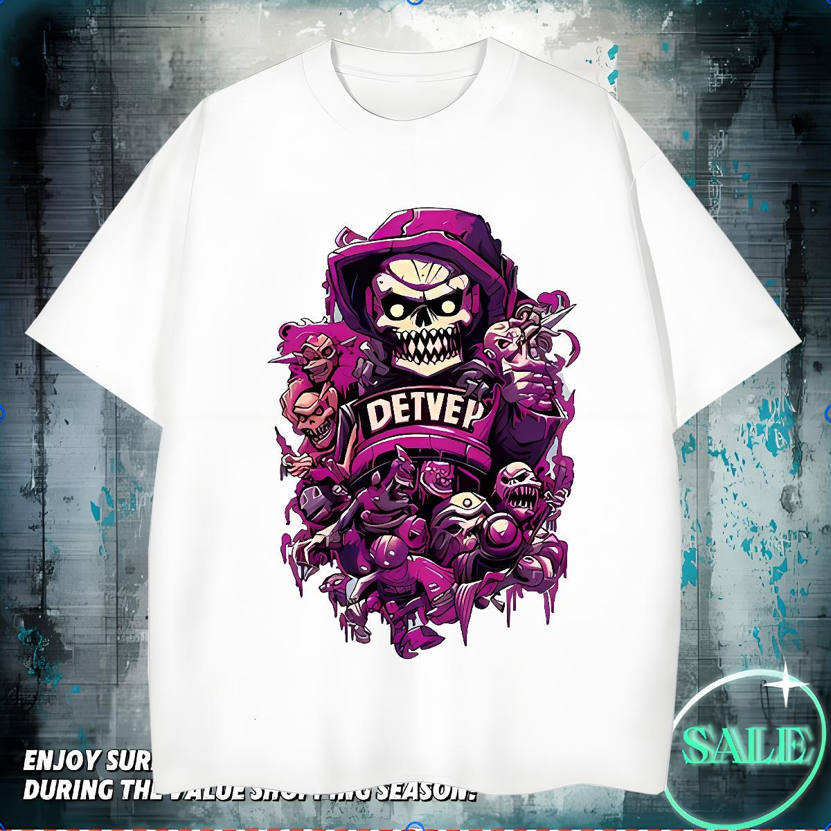 Cool Design T shirt 230g Pure Cotton skull Casual Black Oversized Breathable Crew Neck Men Tshirts New Arrival Clothings
