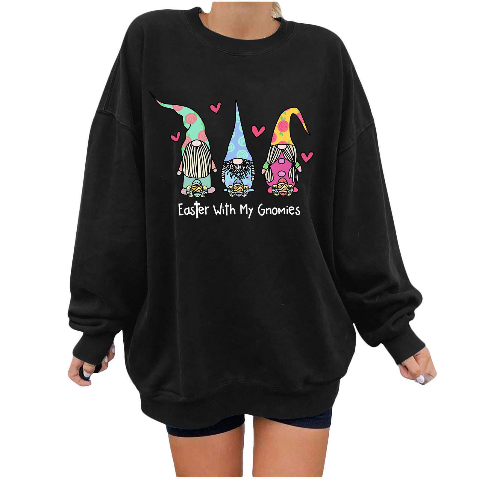 Loose shoulder sweatshirt with three Santa Claus letter prints, casual round neck, thick hoodie dongdumaoyi
