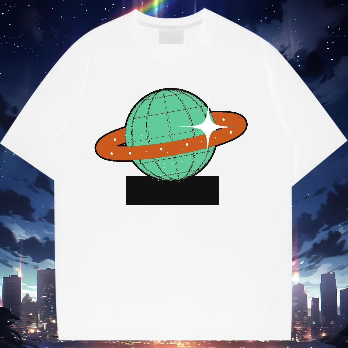 Free Shipping Women Tees 230g 100% Cotton universe Street T-Shirts for Women Breathable Soft Cartoon Printing L-4XL Top Shirts