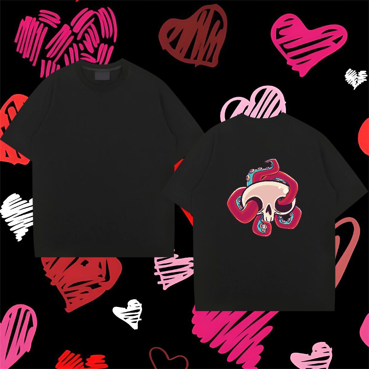 Popular T-Shirts 230g Pure Cotton skull Sports Casual DIY Breathable Short Sleeve Men Tops Tees Brand Tee Shirt