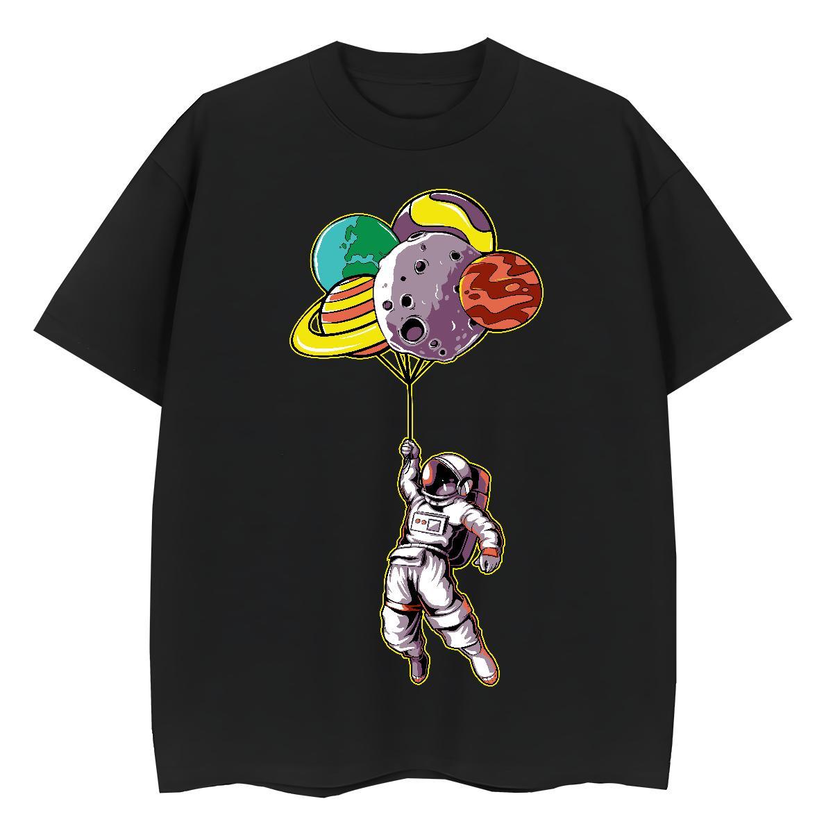 High quality Unisex Tshirts 230g Pure Cotton space Hip Hop Womens T Shirts Round Neck Short Sleeve Black Oversized Clothings