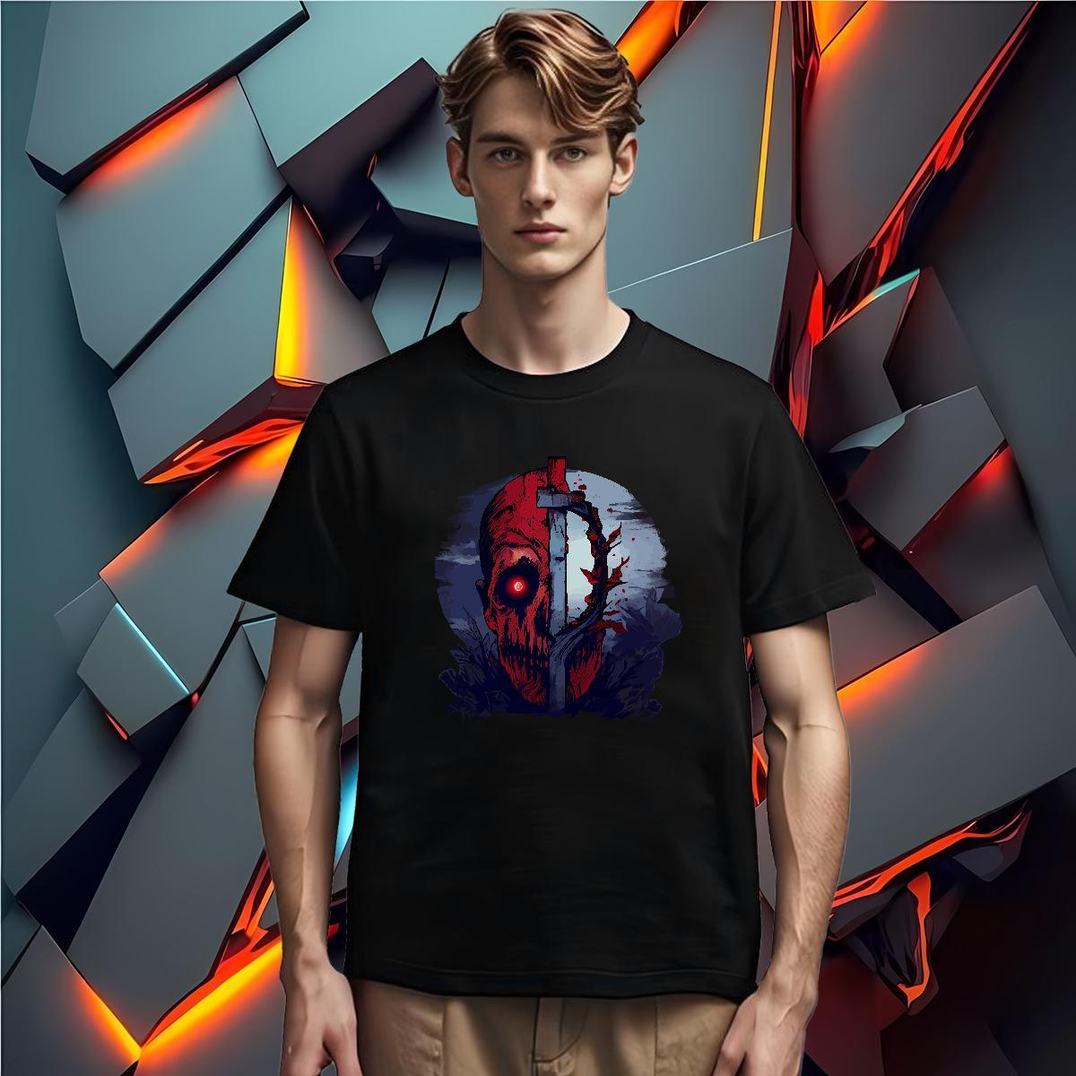 Unisex T Shirts Men 230g Pure Cotton skull Sport Plus Size Custom Breathable Short Sleeve Men Tshirts Fashion Casual Top Tees