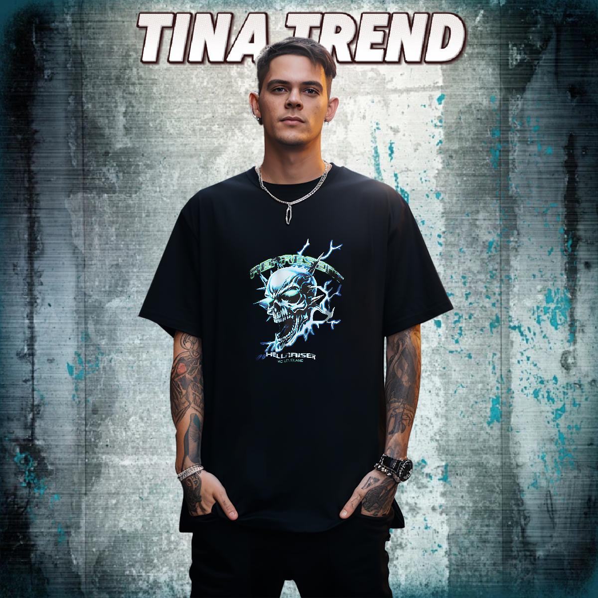 Loose T-Shirts for Men 230g Cotton skull Home Outdoor Black Oversized Round Neck Short Sleeve Men Tops Tees Fashion Designer Tee Shirt