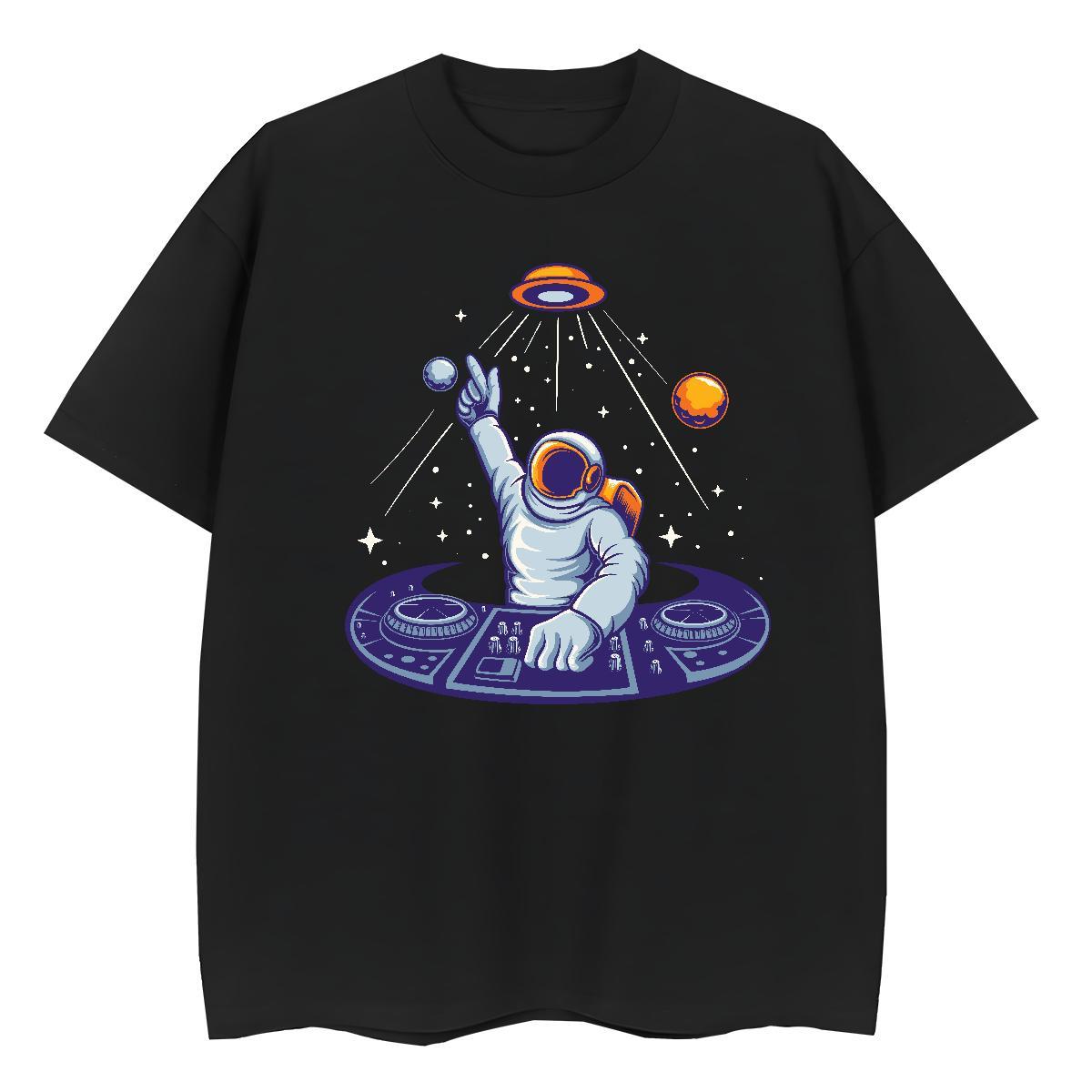 Popular Couples T Shirts 230g Cotton cosmonaut Street Casual Women T Shirts Crew Neck Breathable Anime Oversized Top Shirts