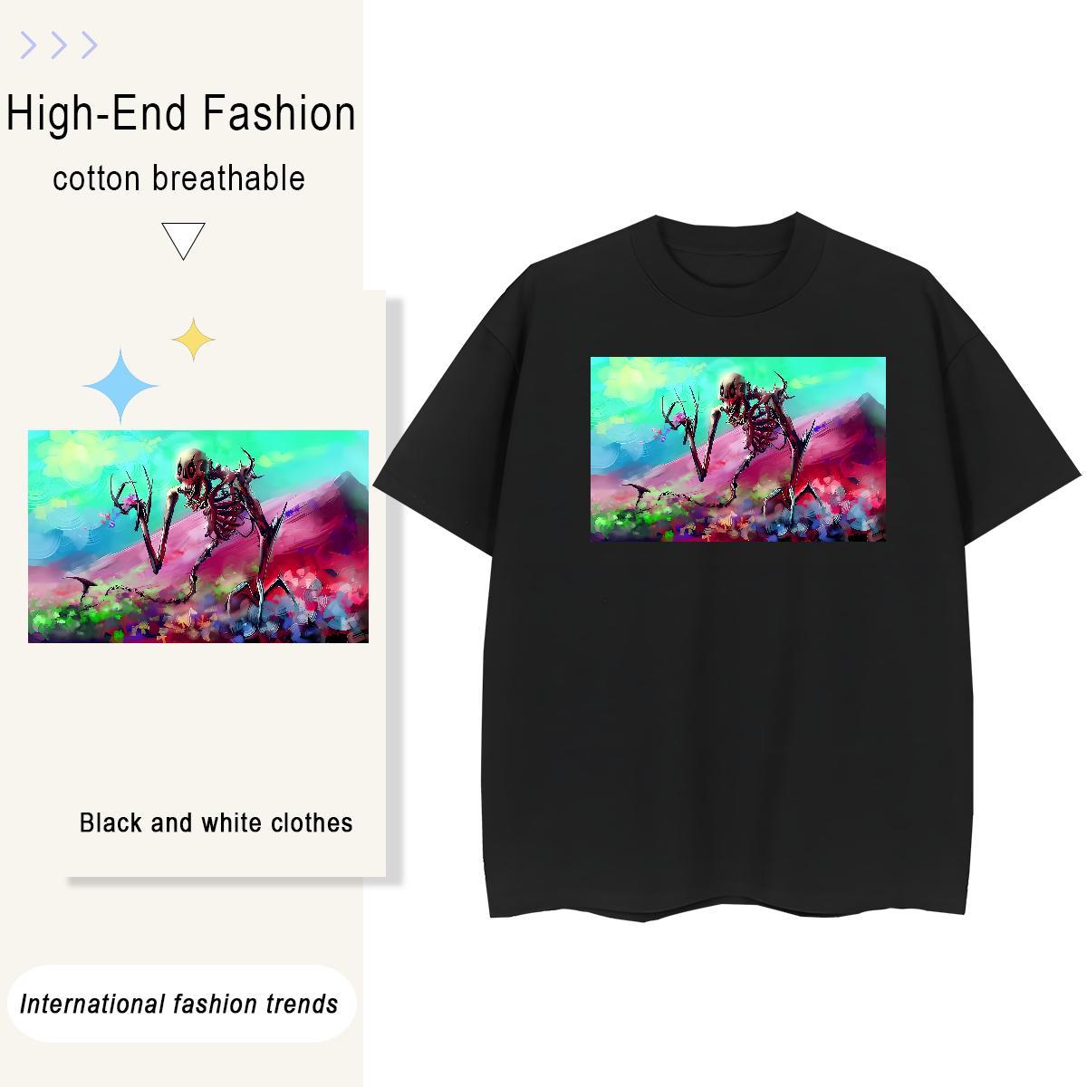 Designer T-Shirts for Men 230g Pure Cotton skull Spring Summer Plus Size Custom Breathable Short Sleeve Tshirt for Man Woman Fashion Tee Shirt