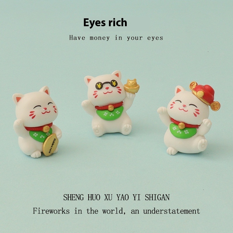 Creative Mini Cute Fortune Cat Decorations, Car Central Control Screen Ornaments, Gift for Girlfriend Fortune Small Gifts