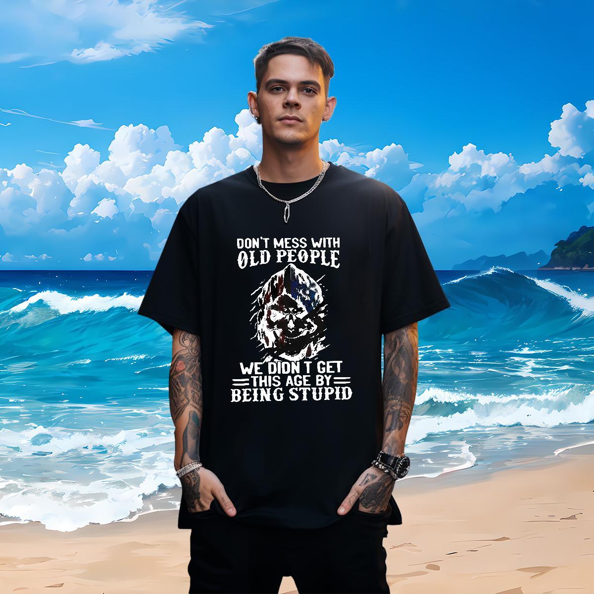 Unisex T-Shirts 230g Pure Cotton skull Casual Daily Wear Asian Size Breathable Short Sleeve Men Tshirts 2024 New Tops Shirt