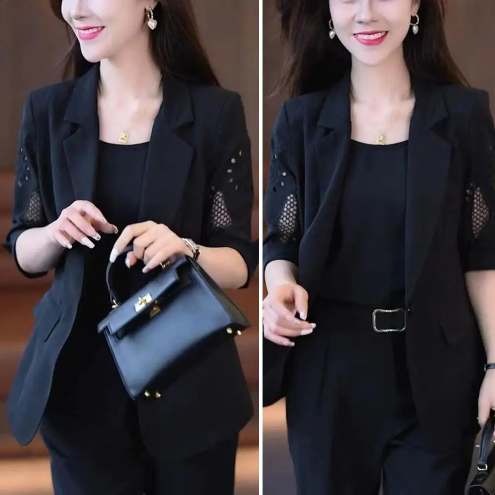 Plaid Splice Slim Fit Jacket Blazer Casual Wide Leg Pants Three Piece Elegant Womens Pants Vest Suit Summer Office Business Set 240826