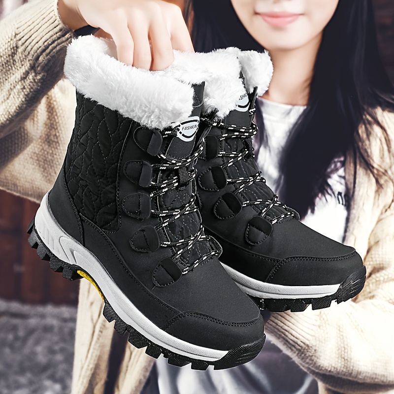 Cozy Velvet Womens Snow Boots - Soft, Comfortable, and Warm Flannel Lined Winter Shoes with Round Toe and TPR Sole - Perfect for Casual Outdoor Activi
