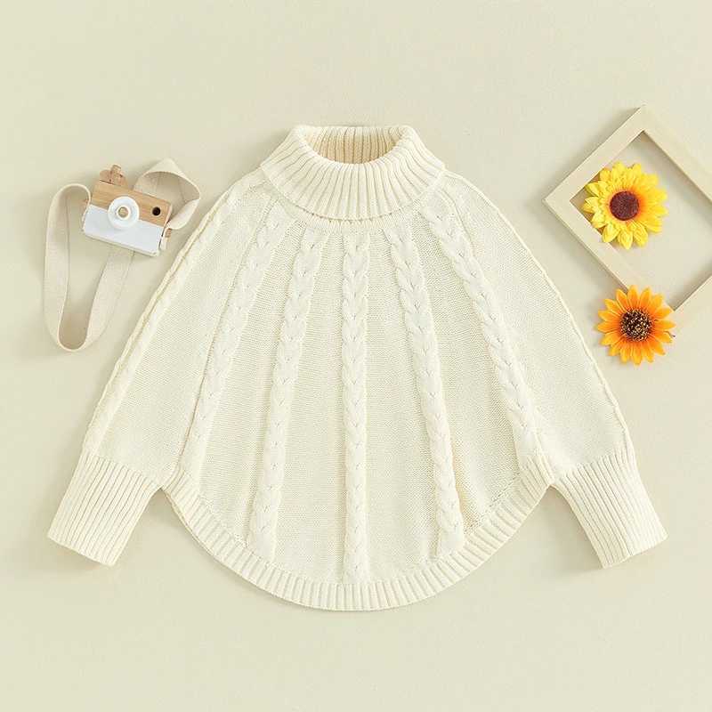 1-6Y Childrens Girls Solid Color Sweater 2023 Autumn Winter Baby Long Bat Sleeve Turtle Neck Knitted Sweater Clothing Childrens ClothingW240824
