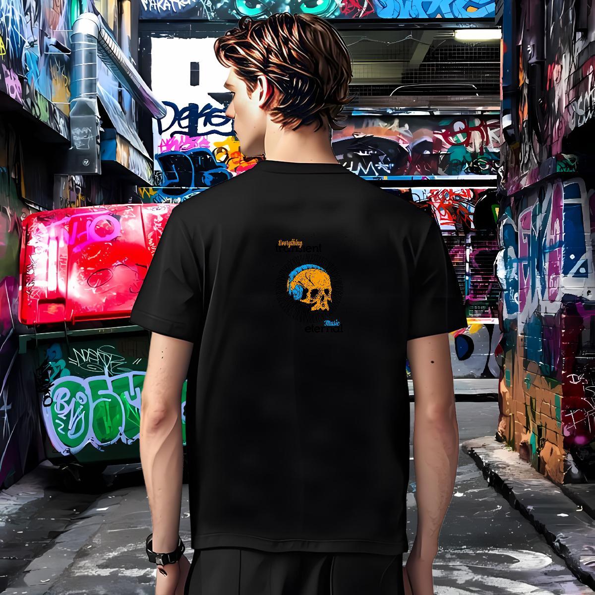 Loose T Shirts Men 100% Cotton 230g monster Casual Daily Wear DIY Breathable Short Sleeve Men Tops Tees Fashion Tshirts