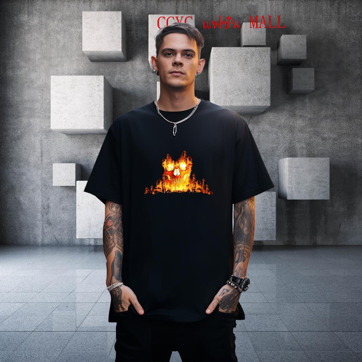 Brand Mens T Shirts 230g 100% Cotton skull High Street Hip Hop Oversized 4XL Breathable Soft Mens Tshirts DIY Polos