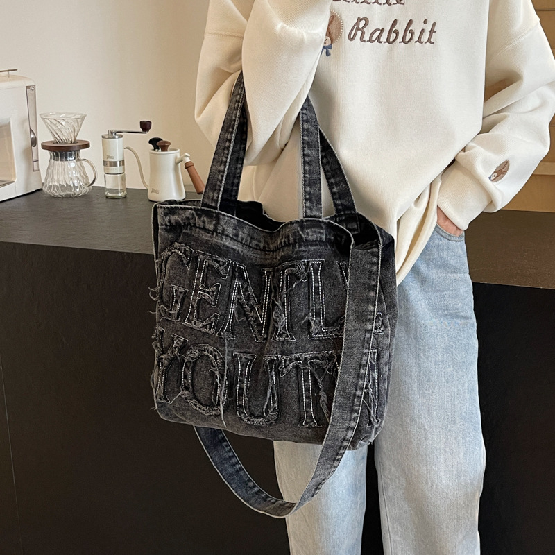 2025 Designer High-capacity New 3 Women Denim Letter Tote Casual Style Student Commuting Crossbody Shoulder Bag Free shipping
