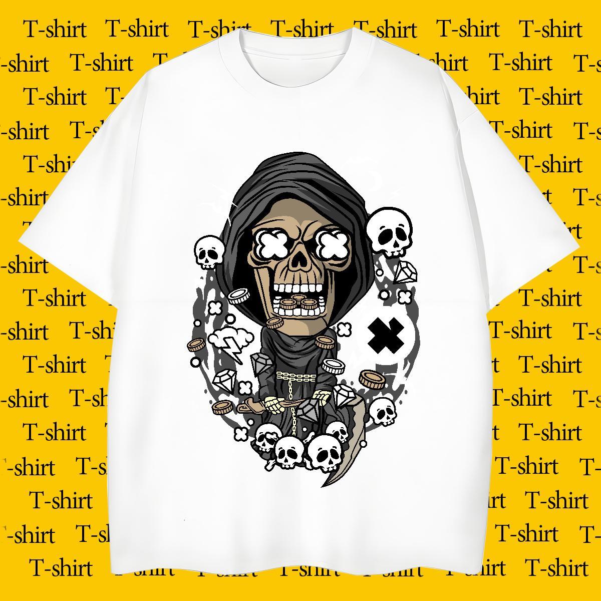 Classic Men T Shirts 100% Cotton 230g skull Sports Casual Oversized 3XL 4XL Short Sleeve O-Neck Couples T Shirts Fashion Design Clothes