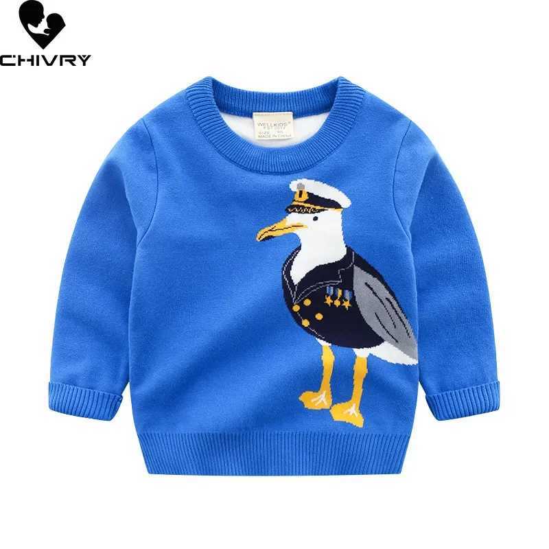 New 2023 Childrens Roller Sweater Autumn Winter Boys Cute Cartoon Jacquard O-neck Knitted Jumper Sweater TopW240824
