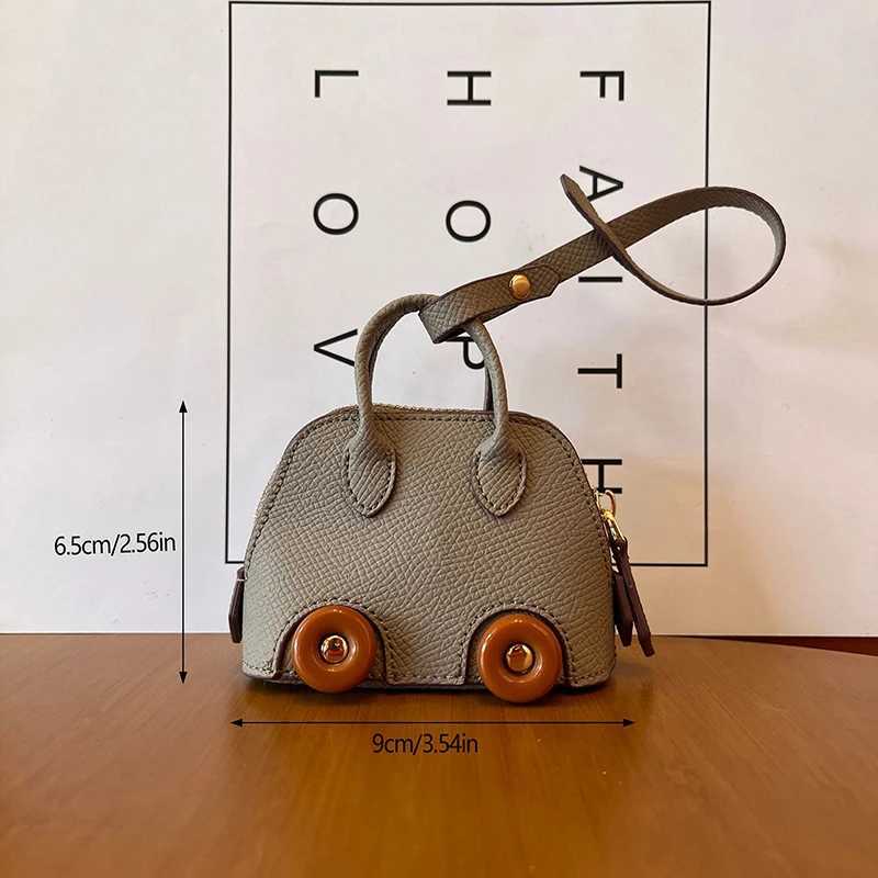 Keychains Lanyards 1 handmade mini PU leather handbag decoration pendant bag headphone box fashionable key charm mini wallet mini pendant Y240826W47F