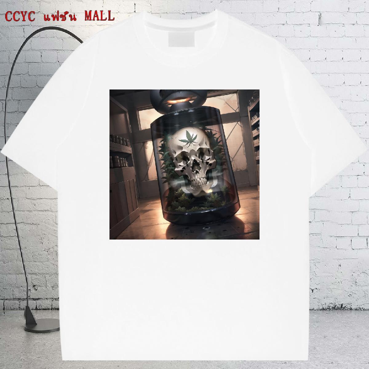 Loose Man T Shirts 230g Cotton skull Beach Custom Print Oversized Short Sleeve O-Neck Tshirt for Man Woman New Designer Tshirts