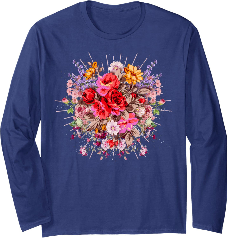 Long Sleeve Shirts for Men sweatshirt Colorful Bunch of Flowers Fragrance Funny Gift Long Sleeve T shirt Tee Streetwear Casual tops clothes