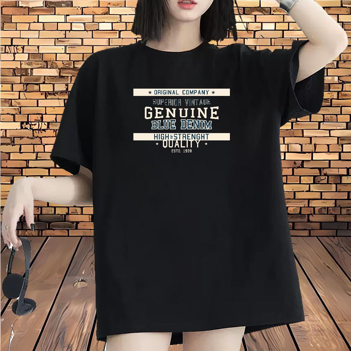 Loose fit Unisex Tshirts 230g 100% Cotton letter Hip Hop Street T-Shirts for Women Short sleeve Soft DIY Printed Clothes Shirt
