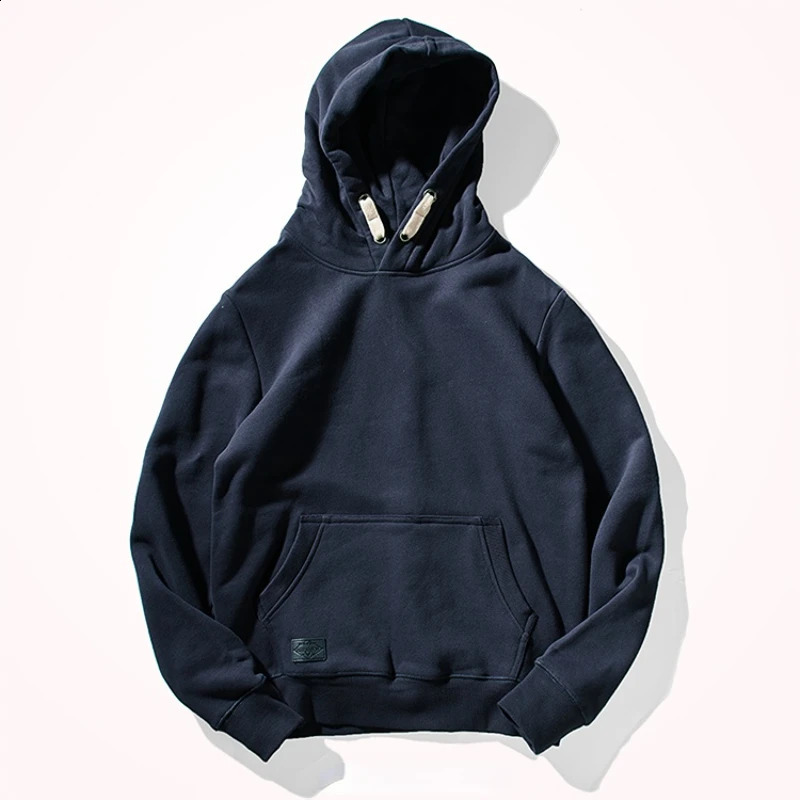 Heavy pile thick wool circle hoodie sports hoodie mens n-style retro pure color youth coat 240814