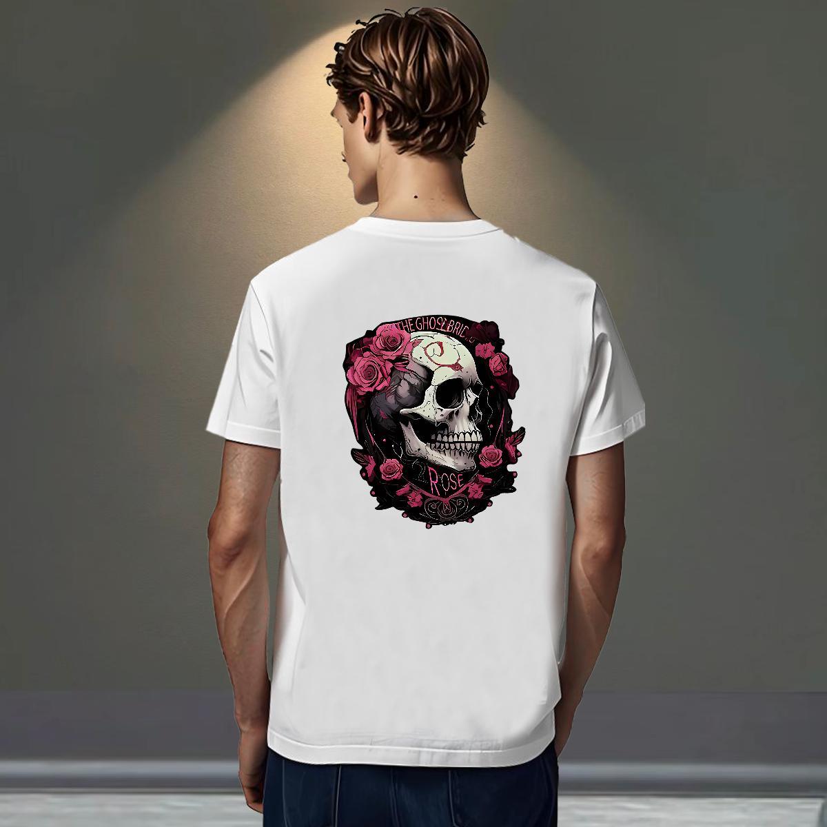 Wholesale T-Shirts 230g Pure Cotton skull Spring Summer DIY Logo Oversized Breathable Crew Neck Couples T Shirts Casual New Tops