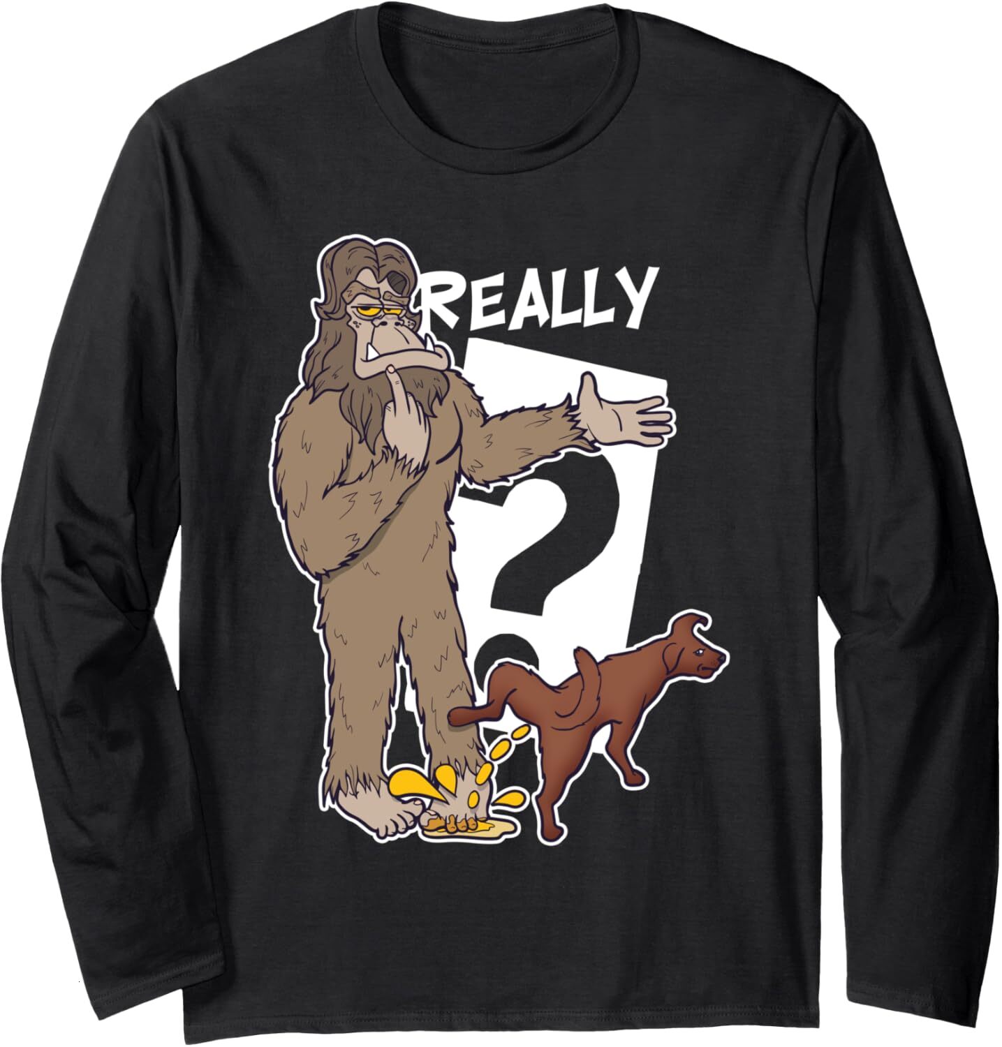 Long Sleeve Shirts for Men sweatshirt REALLY? Funny Dog Peeing on Bigfoot Leg Funny Gift Long Sleeve Tee Streetwear Casual tops clothes