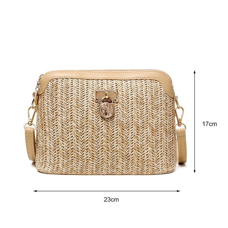 Korean Straw Shoulder Bag Shell Woven Messenger Travel Crossbody Handbags 240824Z