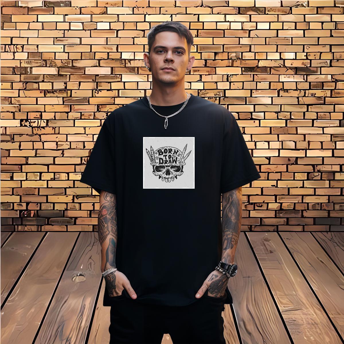 Wholesale T Shirts Men 230g Cotton monster Beach Cartoon Print Short Sleeve O-Neck Tshirts DIY Polos