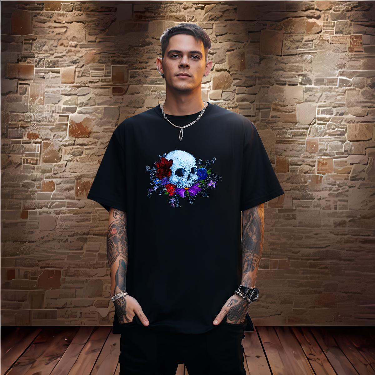 Loose T Shirt For Man 230g 100% Cotton flower Casual Daily Wear DIY Logo Oversized Breathable Short Sleeve Couples T Shirts Classic Clothes